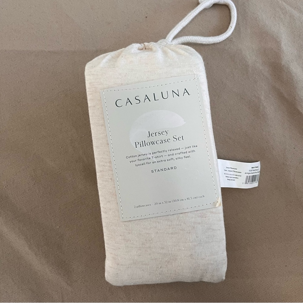 Casaluna standard jersey pillowcase set in neutral never opened